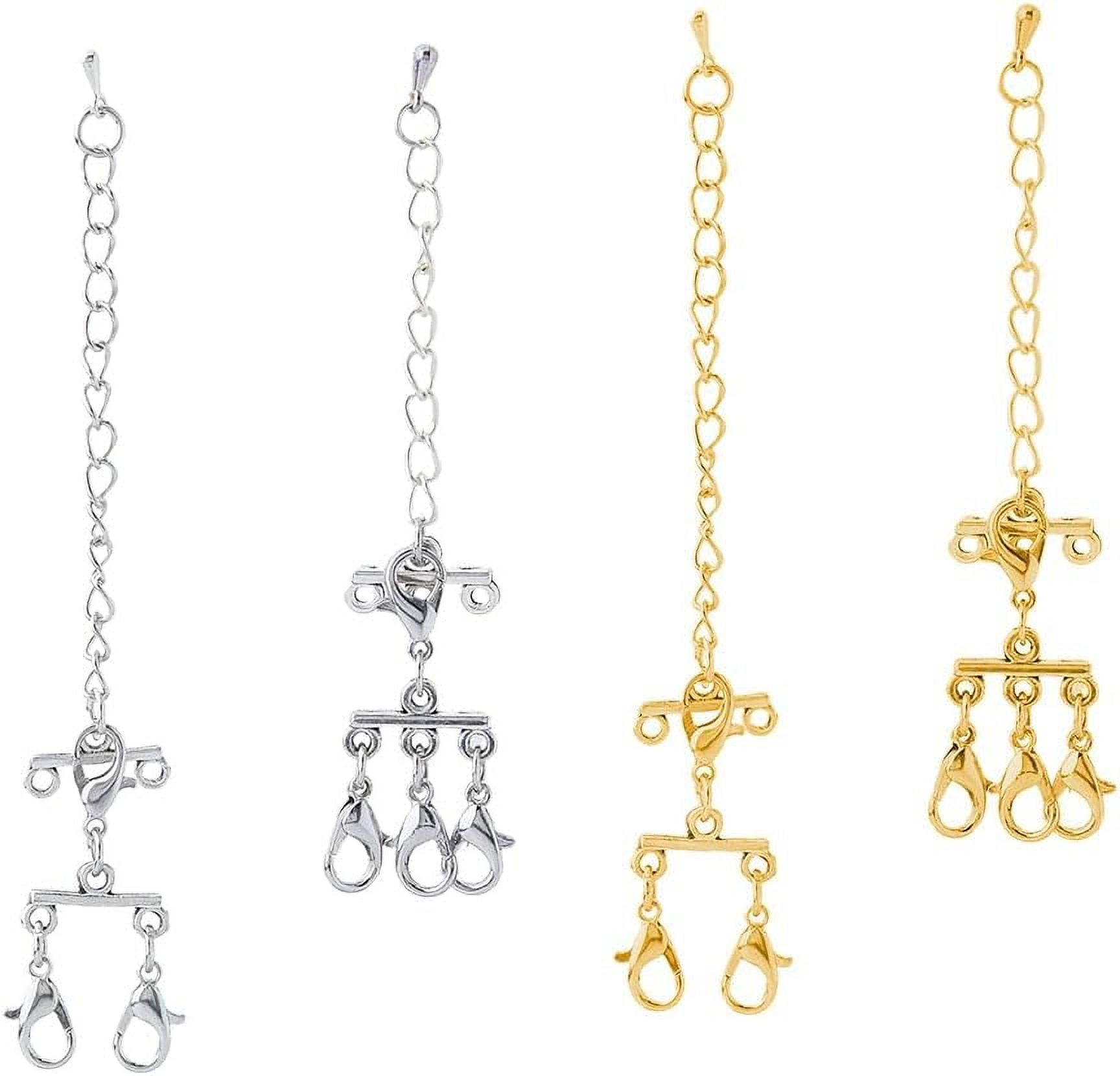4Pcs Necklace Layering Clasps 2 Styles Multi Strand Connector Slide ...