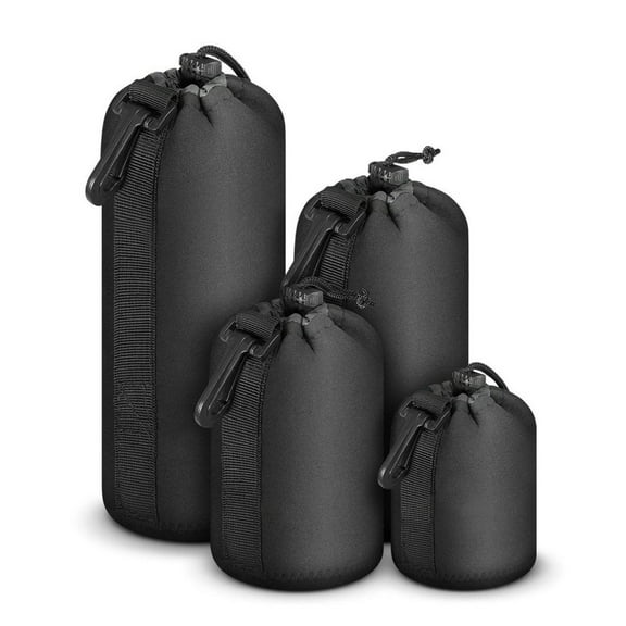 4Pcs Neoprene Camera Case Drawstring Bag Waterproof Camera Bag with Adjustable Strap Camera Storage Bag Soft Lens Case