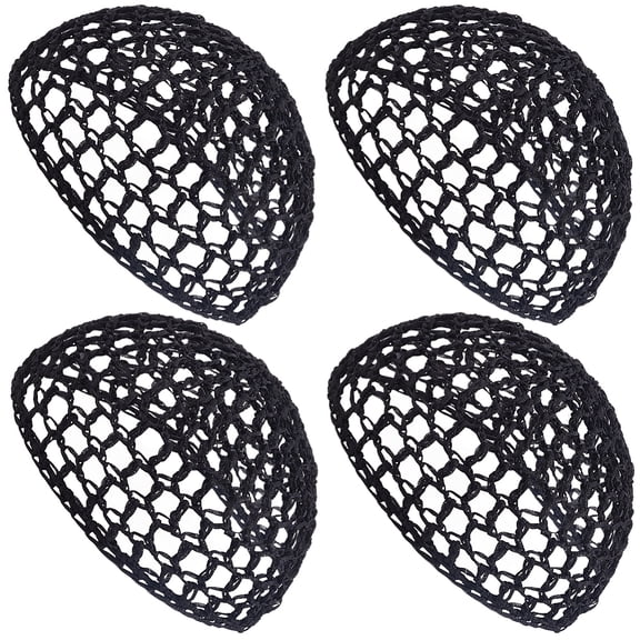 4Pcs Net Wig Hair Caps Crochet Adjustable Braid Woven Fishnet Hairnet Black Polyester Snoods Hollow Breathable Cover Ornament Hat
