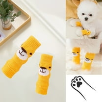 4Pcs Non-Slip Dog Socks with Grips - Soft Knit Pet Protectors for Small Medium Dogs Cats,Indoor Wear