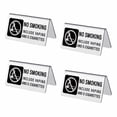 thumbnail image 1 of 4Pcs Non Smoking Desk Logo Display Signs Double Side Stainless Steel Metal Warning No Smoking Table Sign, 1 of 7