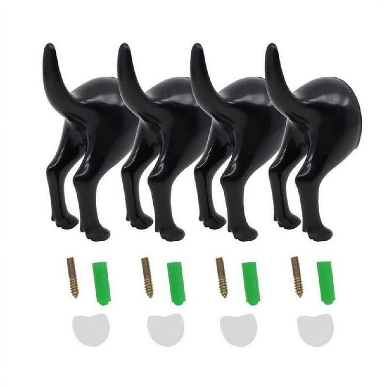 4Pcs Nordic Style Cute Plastic Dog Tail Hooks with Screws Adhesive Tape Wall  Mounted Key Hanger Hat Coat Wall Hook Home Entrance Decoration 