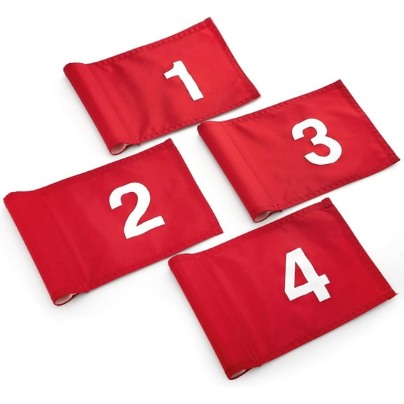 4Pcs Numbered Golf Flag with Tube Inserted, Fade-Resistant 420D Nylon Mini Putting Golf Flags, Portable Golf Target Flag for Yard Backyard Garden Practice, 6x8.6 Inch