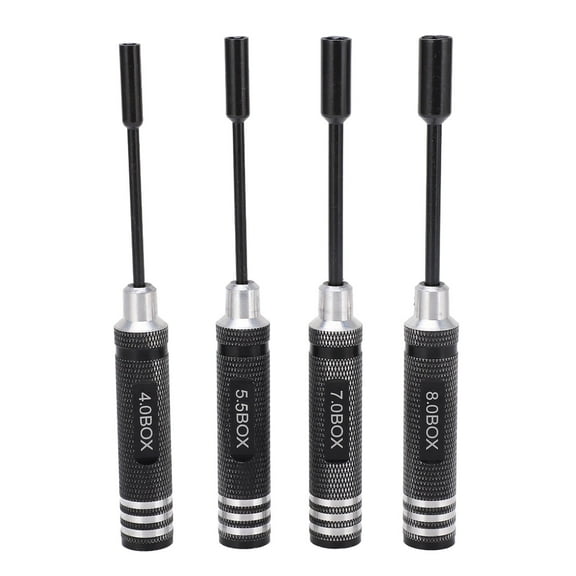 4Pcs Nut Driver Set with Cross Socket Sleeve RC Tool Set Hex Nut Driver for RC Vehicle RC Helicopters Drones Cameras Appliances Repair 4.0mm 5.5mm 7.0mm 8.0mm