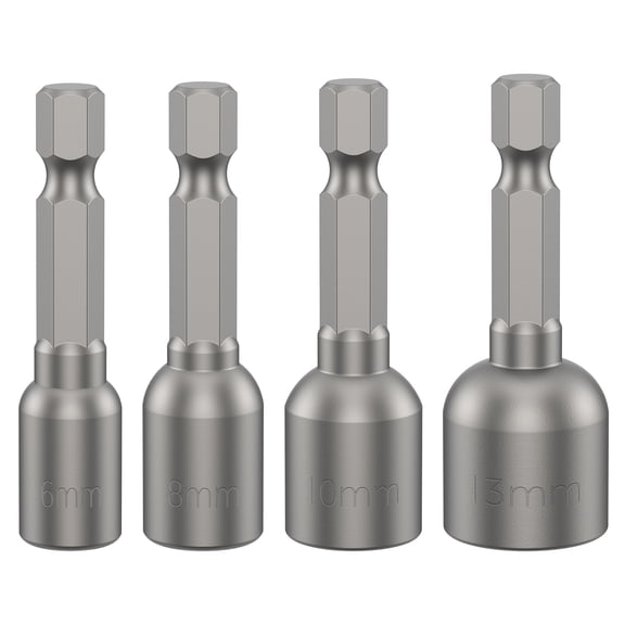 4Pcs Nut Driver Sets 15/64 5/16 3/8 1/2inch Magnetic Nut Driver with 1/4inch Hex Shank Chrome Vanadium Steel Drill Socket Set for Electric Drill