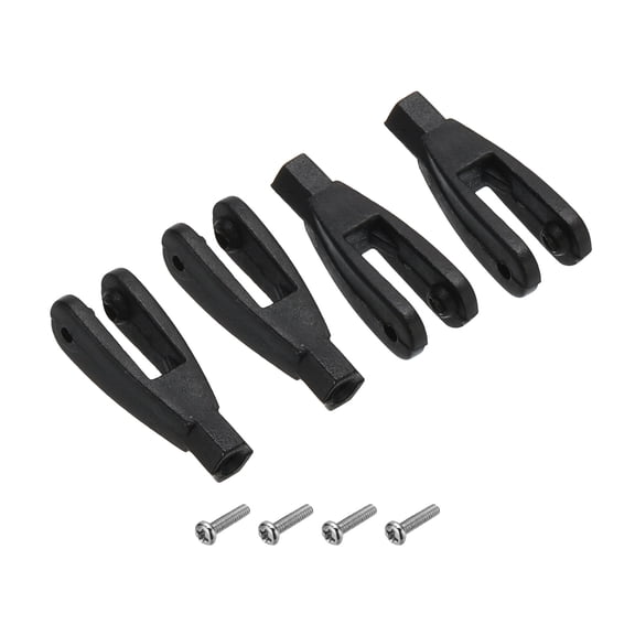 4Pcs Nylon Clevis M2 Thread Linkage End with Screws Fixing Wings for RC Airplane Car,Black