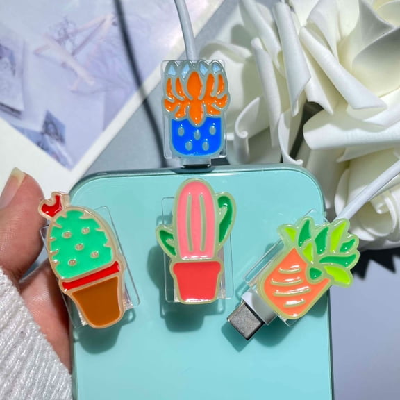 Tianyeda 4Pcs Cactus Cable Protector for Phone Charger,USB Charger Saver