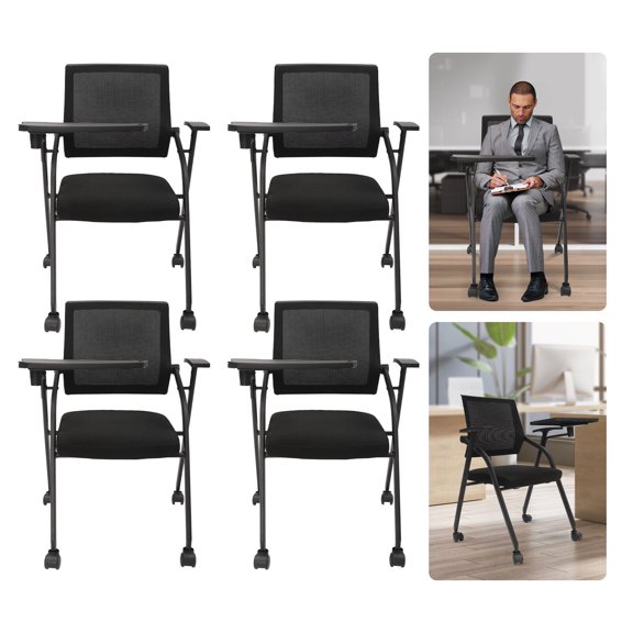 4 Pcs Conference Reception Chairs Guest Chair Mesh Back Waiting Room Seat for Conference Halls, Schools