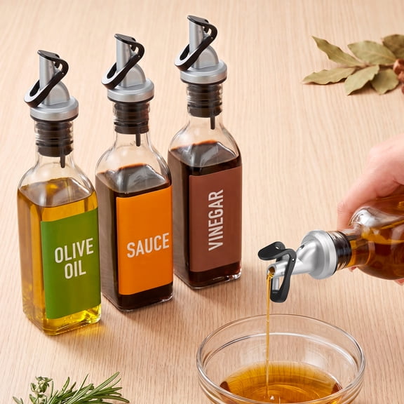 4Pcs Oil Spouts Auto Flip Liquor Pourer Olive Oil Vinegar Bottle Stopper Dispenser Leakproof Bottle Spouts for Vinegar Liquor Kitchen