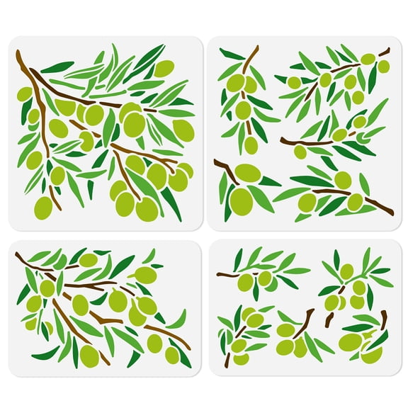 4Pcs Olive Tree Branch Stencils