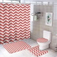 thumbnail image 1 of 4Pcs Orange White Chevron Pattern Shower Curtain Sets, Bathroom Set Decor with Non-Slip Bath Mat, Toilet Lid Rug and Contour Mat, 72 x 72inch, 1 of 8