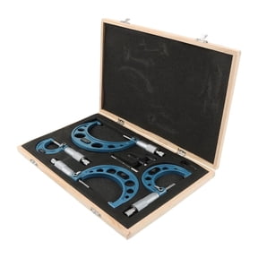 Hormy 4Pcs Outside Micrometer, 0-4'' Micrometer Set, Ultra-Precision Carbide Tipped Measuring Tool Set, 0.00039'' Graduation with Protective Case