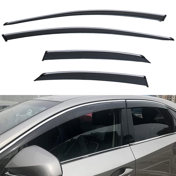 4Pcs Outside Mount Tape On/Clip On Type Smoke Tinted Sun/Rain Guard Vent Window Visors With Chrome Trim Compatible With 2015-2020 NX200t/NX300/NX300h