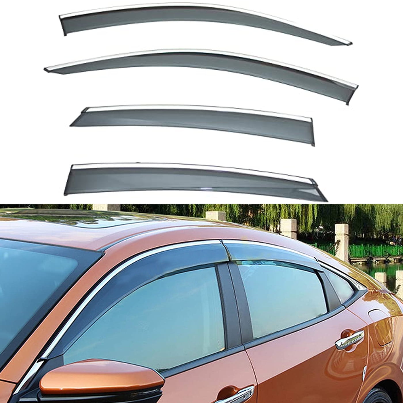 GEARTRONICS Side Window Visors For 2003-2008 Honda Pilot - 4pc Rain Guards Deflectors