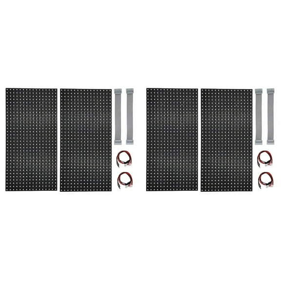 4Pcs P10 Full Color Outdoor LED Module HUB75 SMD3535 32x16 Pixels LED Display Panel 320x160mm 1/4S Driver,4 x LED Display Unit Board 4 cord 4 x cable,Black