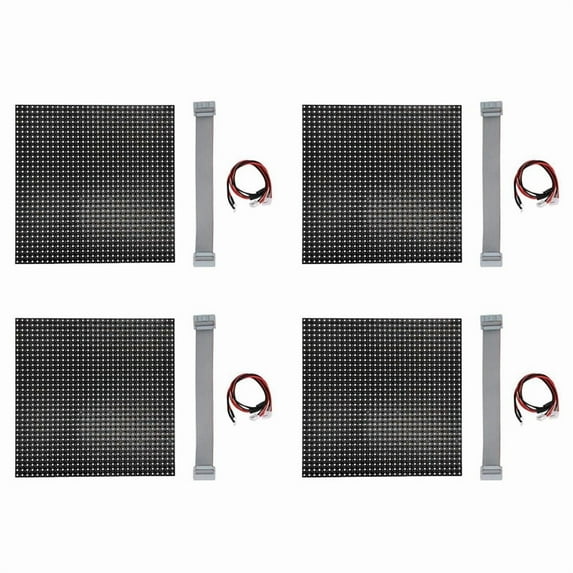 4Pcs P6 Outdoor LED Screen Panel 32X32 Pixels LED Display Module 192X192Mm 1/4 Scan RGB Full Color LED Screen Panel,4 x LED Display Unit Board 4 cord 4 x cable,Black