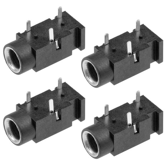 4Pcs PCB Mount 3.5mm 3 Pin Socket Stereo Jack Audio Video Connector Black PJ320