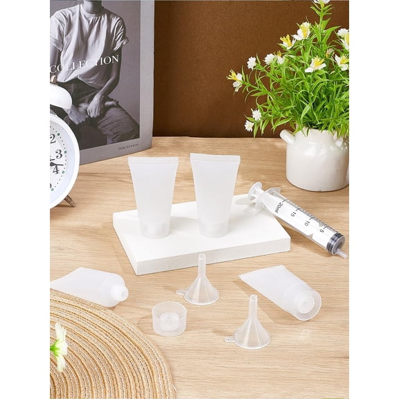 4Pcs PE Plastic Squeeze Bottle Sets Clear Empty Cosmetic Tube with PP Plastic Lid Makeup Hoses Facial Cleanser Tube Face Cream Container for Cleanser Shampoo 8.5x4.6cm Capacity: 30ml for DIY