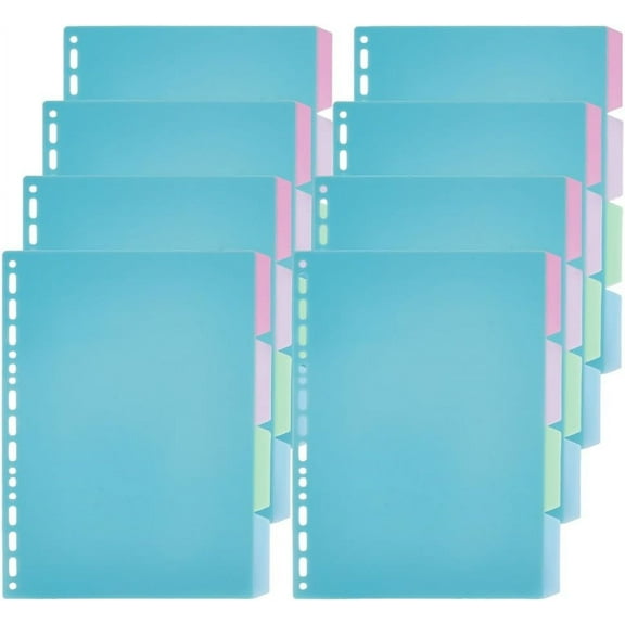 4Pcs PP Plastic Binder Dividers Index Page Tab for Planner & Notebook & Loose Leaf Binders Rectangle Dark Turquoise 257x194x0.8mm Hole: 5.5mm and 15x5.5mm