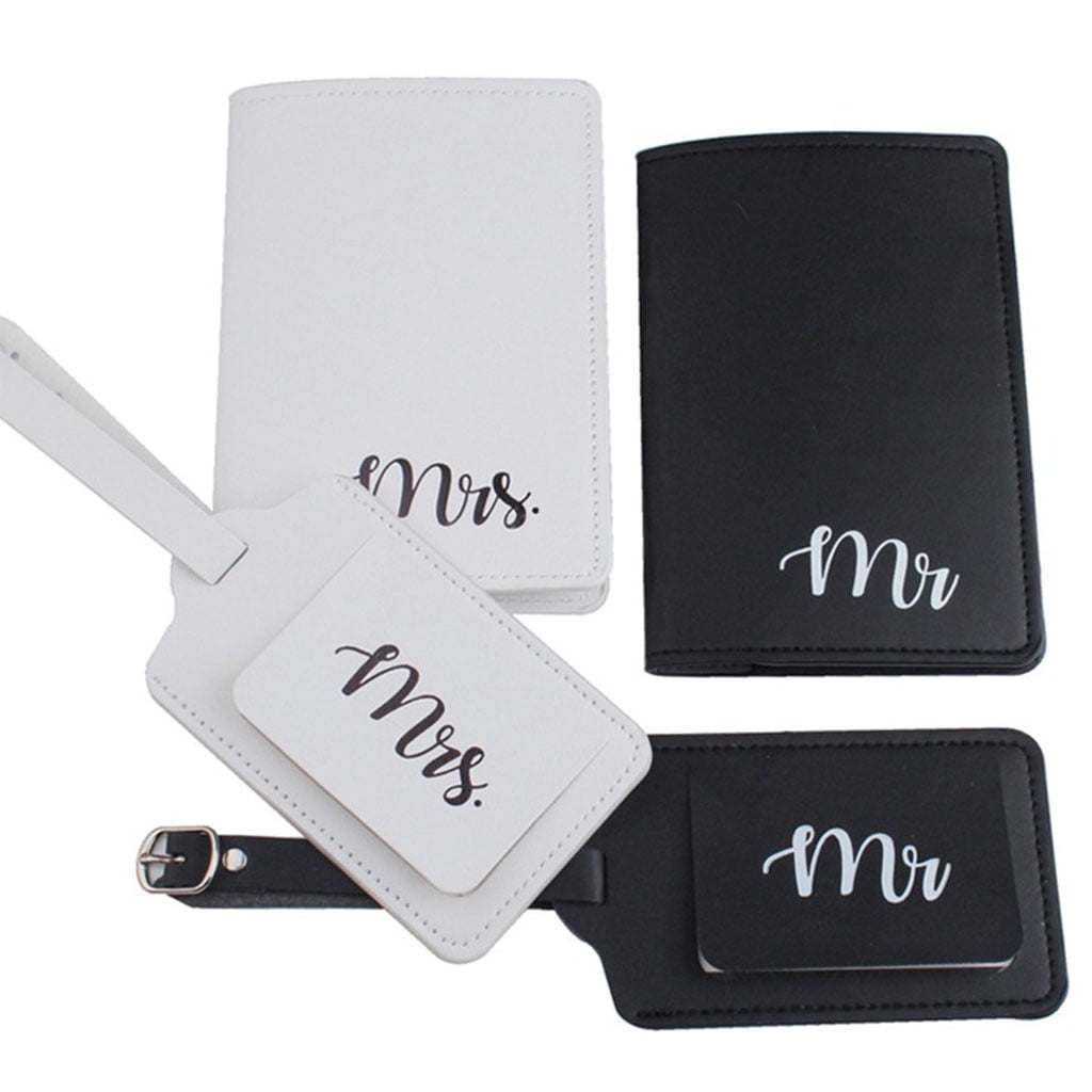 4Pcs PU Leather Mr Mrs Luggage Tags Passport Covers for Couples Travel Honeymoon Wedding Bridal Shower Gift - Walmart.com