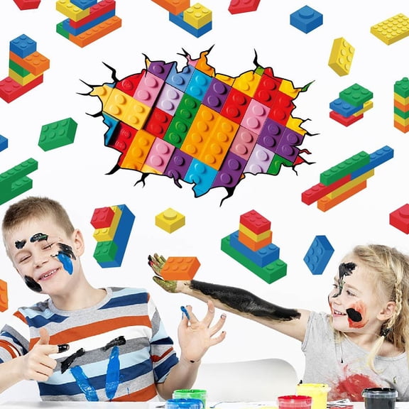 4Pcs PVC Wall Stickers Wall Decoration Building Block 300x850~960mm