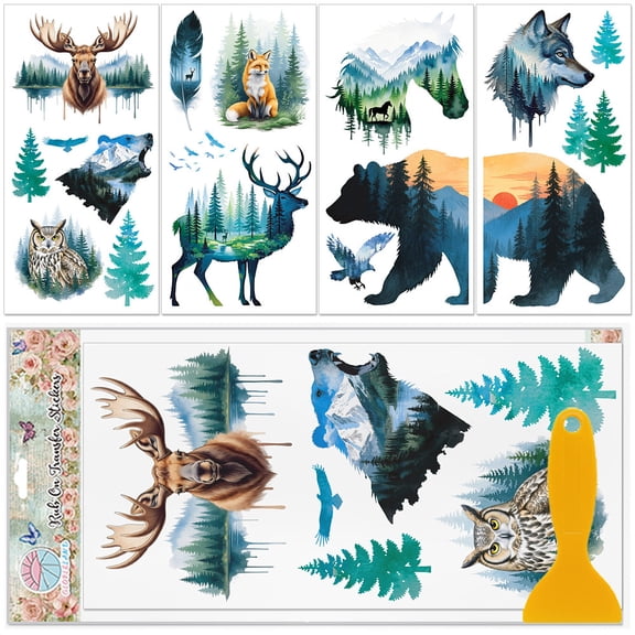4Pcs PVC Waterproof Decorative Stickers Self Adhesive Decals for Furniture Decoration Bear 300x150mm