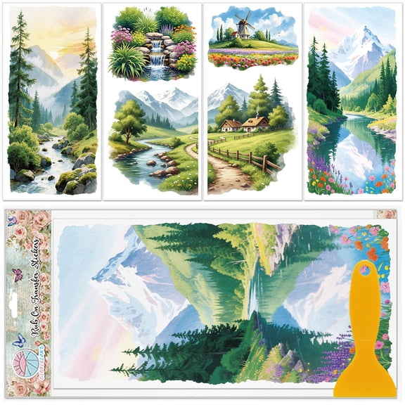 4Pcs PVC Waterproof Decorative Stickers Self Adhesive Decals for Furniture Decoration Mountain 300x150mm