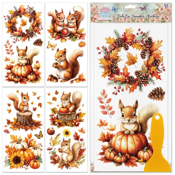 4Pcs PVC Waterproof Decorative Stickers Self Adhesive Decals for Furniture Decoration Squirrel 300x150mm