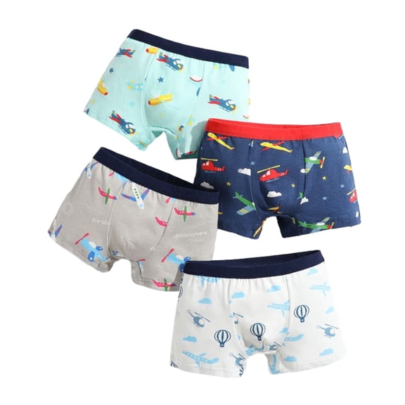 4Pcs/Pack Little Boys Boxers Shorts Cartoon Animal Print Soft Breathable Elastic Cotton Boyshort Panties