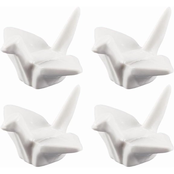 4Pcs Paper Crane Ceramic Chopstick Stands Chopsticks Rests White 37x59x46mm creative