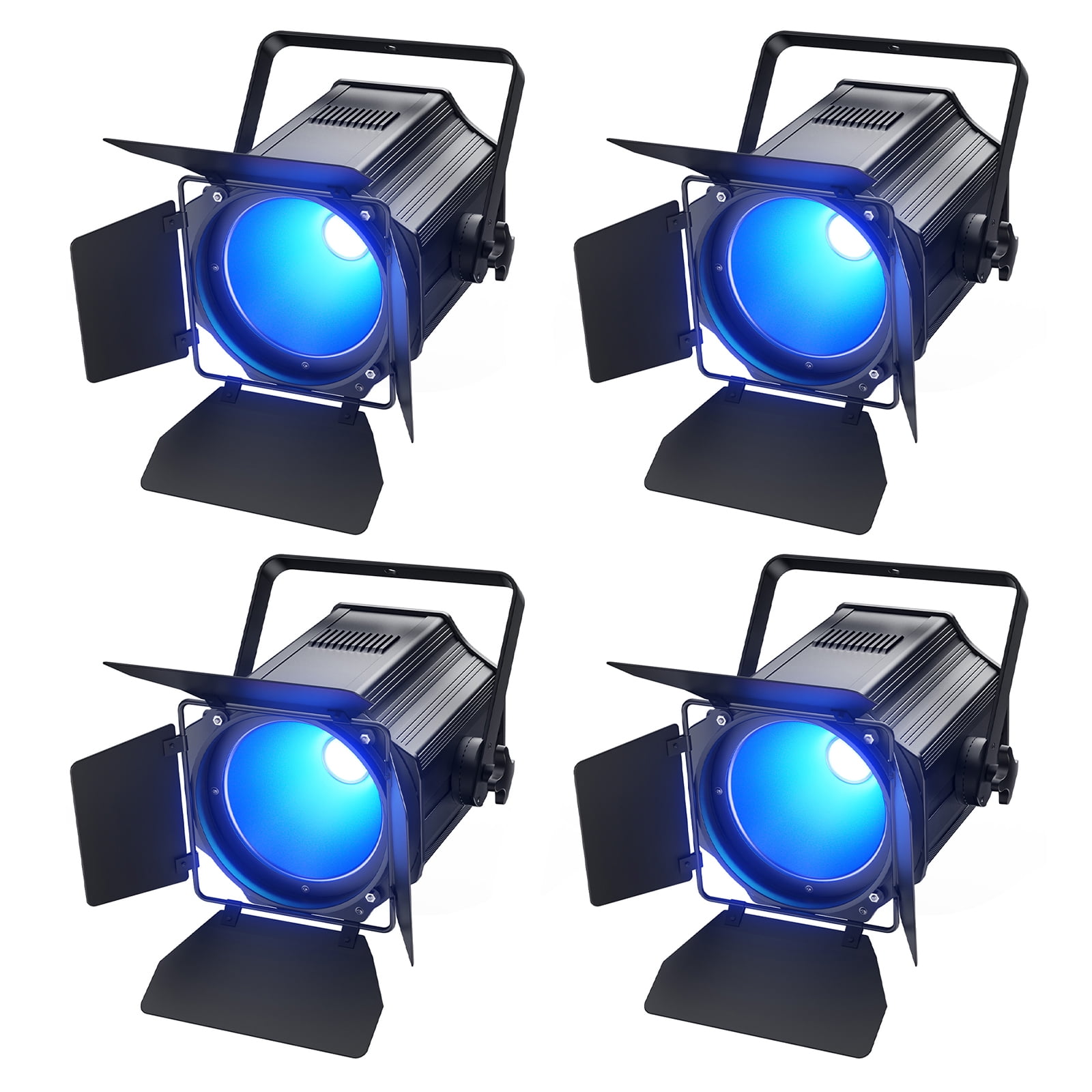 4Pcs Par Lights COB 200W Linear Spotlights w/ Barn Doors, RGBWA UV 6in1