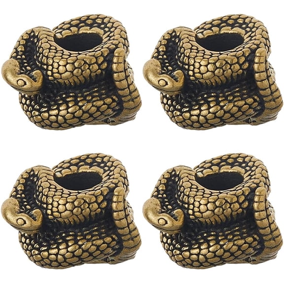 4Pcs Paracord Beads Knife Lanyard Beads Snake EDC Charm Bead Bronze Brass Large Hole European Bead