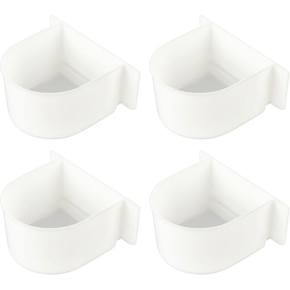4Pcs Parrot Cage Replacement Food and Water Cup White Bird Feeders Winged Universal Cage Plastic Cups Pet Supplies
