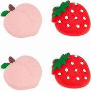 4Pcs Peach Strawberry Thumb Grips Fruit Soft Silicon Joystick Button Caps Analog Joy Stick Cover Compatible with Switch OLED Lite Console for NS Joycon Controller Red Pink