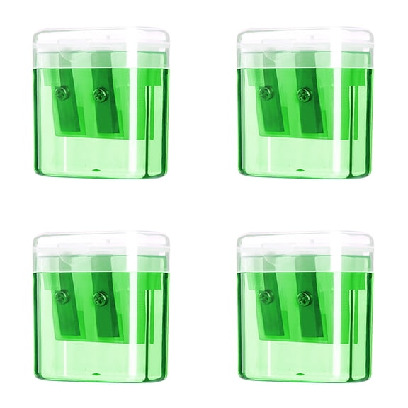 4Pcs Pencil Sharpeners, Handheld Pencil Pharpener with Lid, 2 Holes Mini Compact Colored Pencil Sharpener Manual for Home & Office(Green)