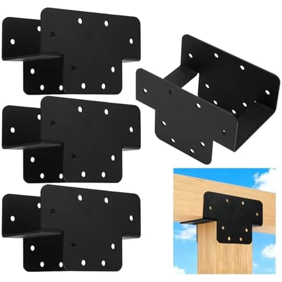 4Pcs Pergola kit T Shaped 4x4 (Inner Size 3.5x3.5), DIY Pergola Brackets Kit Extension Bracket Woodworks for Gazebo, Patio (Black)$$Garden & Patio
