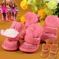 thumbnail image 1 of 4Pcs Pet Dog Shoes Non-slip Chihuahua Soft Sole Winter Warm Adjustable Boots,Coffee, 1 of 1