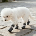 thumbnail image 1 of 4Pcs Pet Sock Boots Cute Dog Pattern Adjustable Waterproof Pet Footwear Breathable Cat Booties For Small Pets(Black-M), 1 of 4