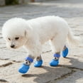 thumbnail image 1 of 4Pcs Pet Sock Boots Cute Dog Pattern Adjustable Waterproof Pet Footwear Breathable Cat Booties For Small Pets(Blue-M), 1 of 4