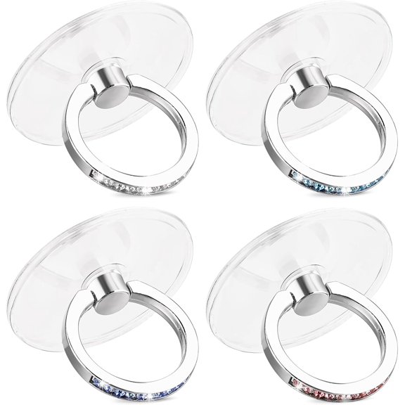 4Pcs Phone Finger Ring Transparent Bling Cell Phone Case Ring