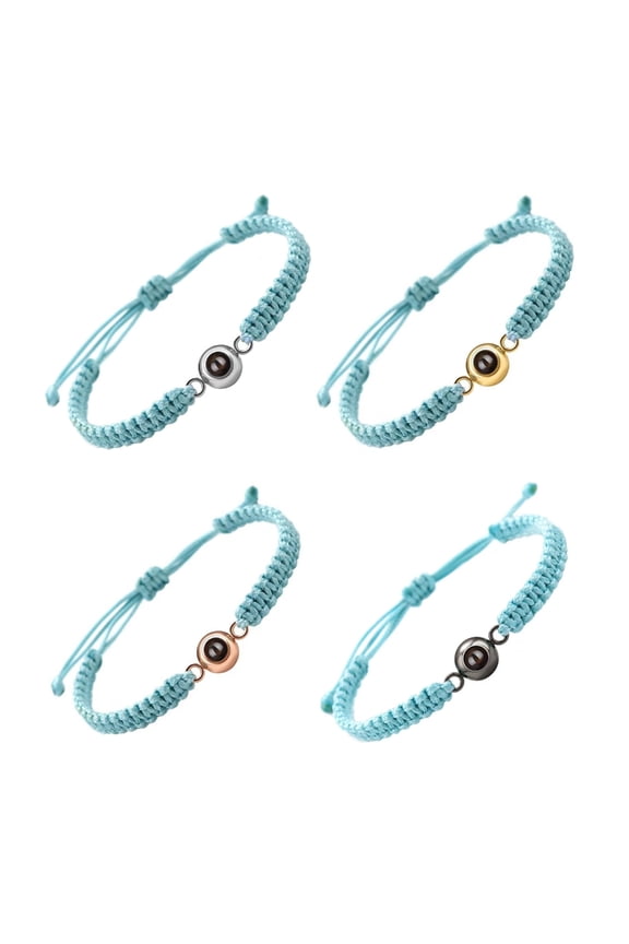 4Pcs Photo Engraved Stone Bracelet For Birthdays Anniversaries Creative Gift For MomDa-Couples With Projection Feature