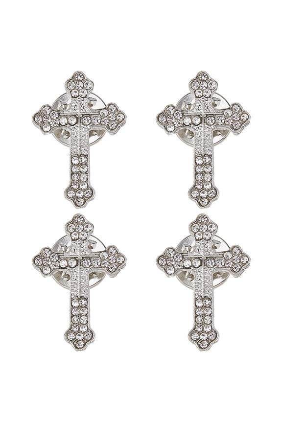 4Pcs Pin Rhinestones Lapel Pin Sparkling Brooch Pins Alloy Brooches Metal Badge for Funeral Church Pray Public Event Backpack Clothes DIY
