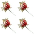 thumbnail image 1 of 4Pcs Pinecone Pick – Red And Design Festive Style, Larksilk Premium Red Velvet Ornament, 1 of 6
