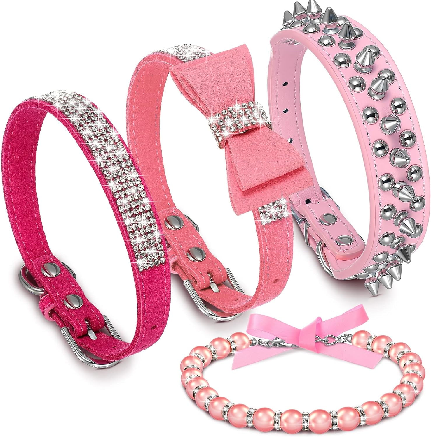 Pink bling dog collar hot sale