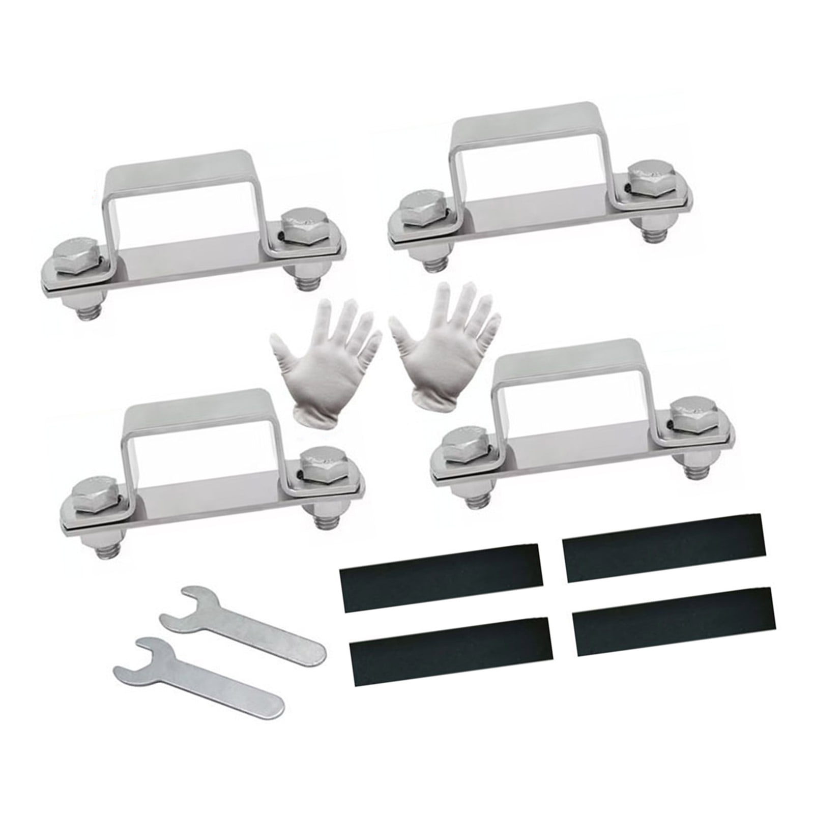 4Pcs Pipe Clamp U Shaped Connector Bracket Metal Steel Rod Security Holder Brackets for Door Window Shed Enduring