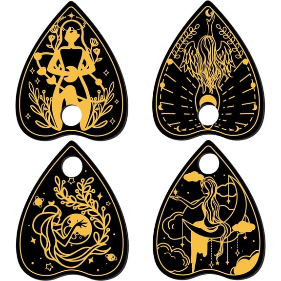 4Pcs Planchette Goddess Wooden Mini Sphere Display Stand Holder Stuff Wiccan Small Tray Tarot Moon Decor Witchy Gift Supplies