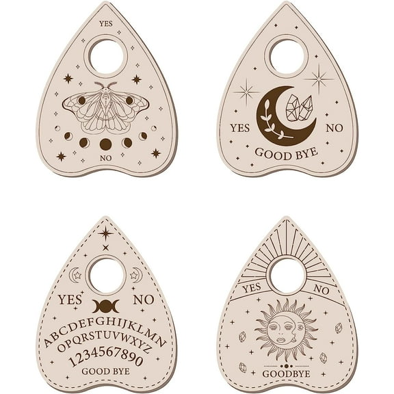4Pcs Planchette Spirit Board Wooden Holder Mini Sphere Display Stand Stuff Wiccan Decor Witchy Gift Supplies Small Tray for Ball Stones RockBurlyWood