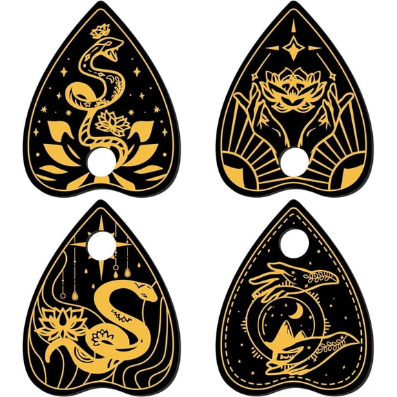 4Pcs Planchette Wooden Mini Sphere Display Stand Holder Snake Lotus Hand Stuff Wiccan Small Tray Tarot Decor Witchy Gift Supplies for Ball Stones Black 1set