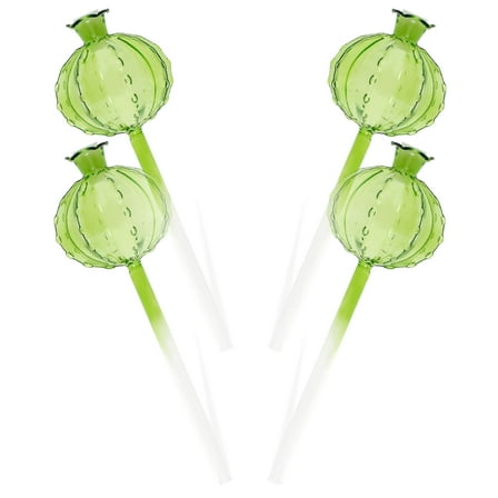 4Pcs Plant Watering Globes Cactus Style Self Watering Planter Insert Green Glass Plant Watering Devices Self Watering Bulbs Automatic Mini Irrigation System for Plant Gardening