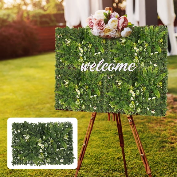 4Pcs Plastic Artificial Hedge Panel Injection Moulding Process Faux Hedge Wall Green Backdrop Simulated Green Wall for Outdoor